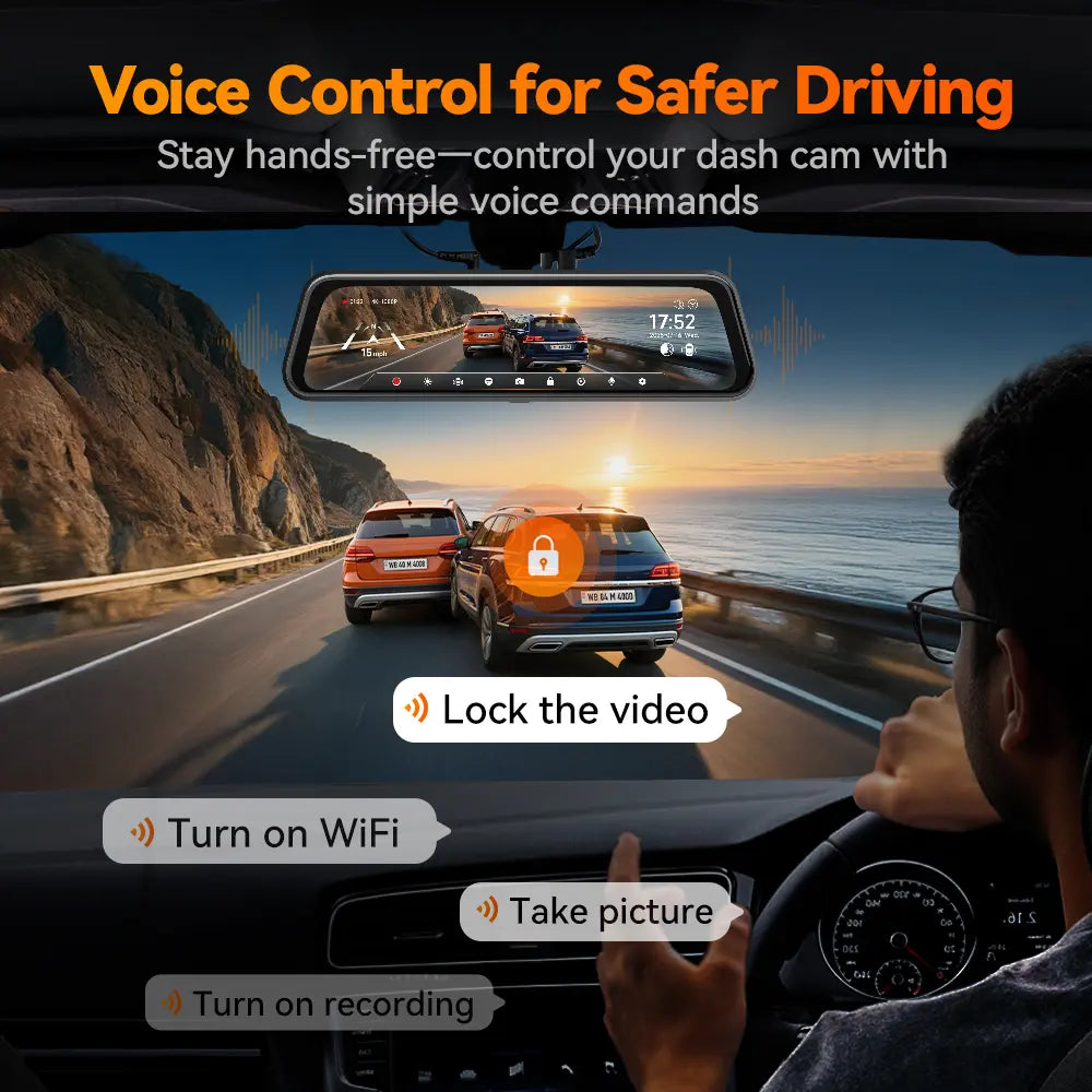 WOLFBOX M40 4K 10" ADAS WIFI Touch Screen Mirror Dash Cam