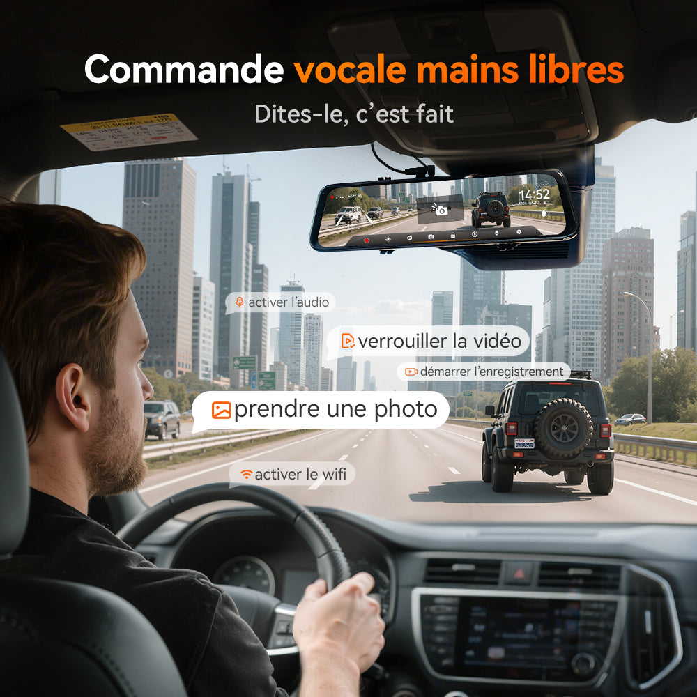 WOLFBOX G900Pro – Rétroviseur intelligent avec caméra embarquée, écran tactile WiFi et capteur 12 MP