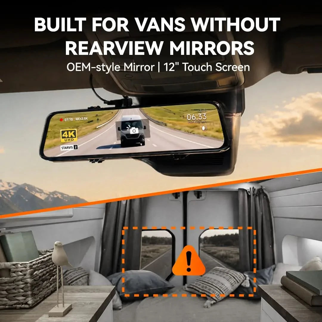 WOLFBOX G900Pro 12MP WiFi Touch Screen Rear View Mirror Smart Mirror Dash Cam