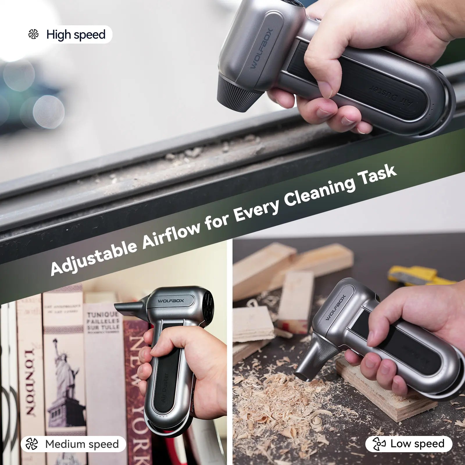 Wolfbox MF100 Compressed Air Duster - Super Power Electric Compressed Air Duster