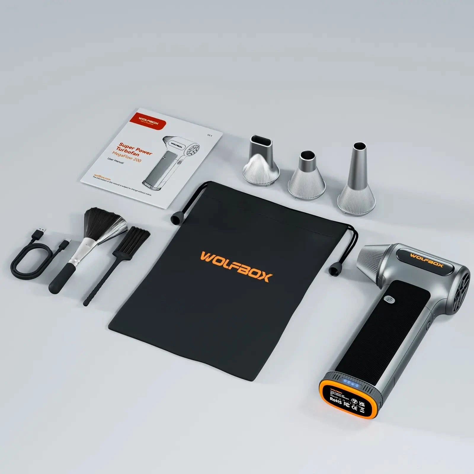 Pre-order Now – WOLFBOX MF200 Compressed Air Duster with Swappable Battery Cartridge (Ships Oct 23)