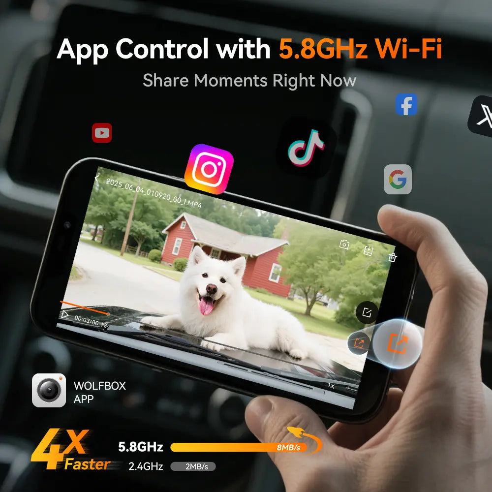 WOLFBOX G900Pro 12MP WiFi Pekskärm Backspegel Dash Cam Smart Spegel
