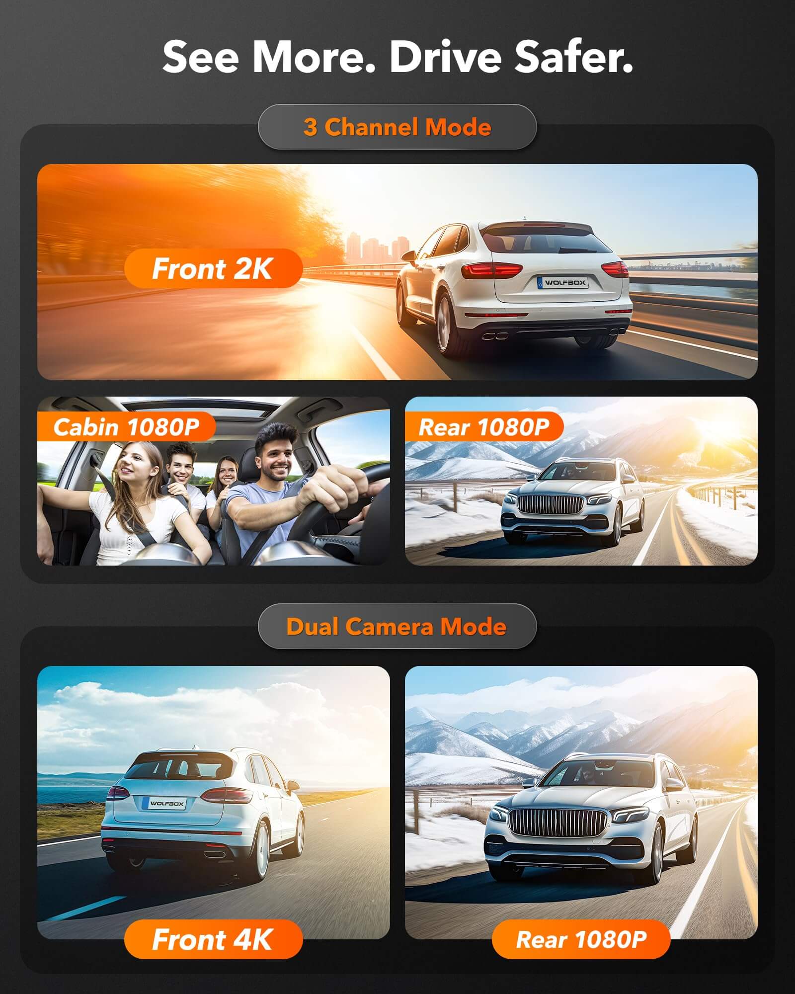 WOLFBOX G890 3 Channel Mirror Dash Cam with GPS camera wolfboxdashcamera