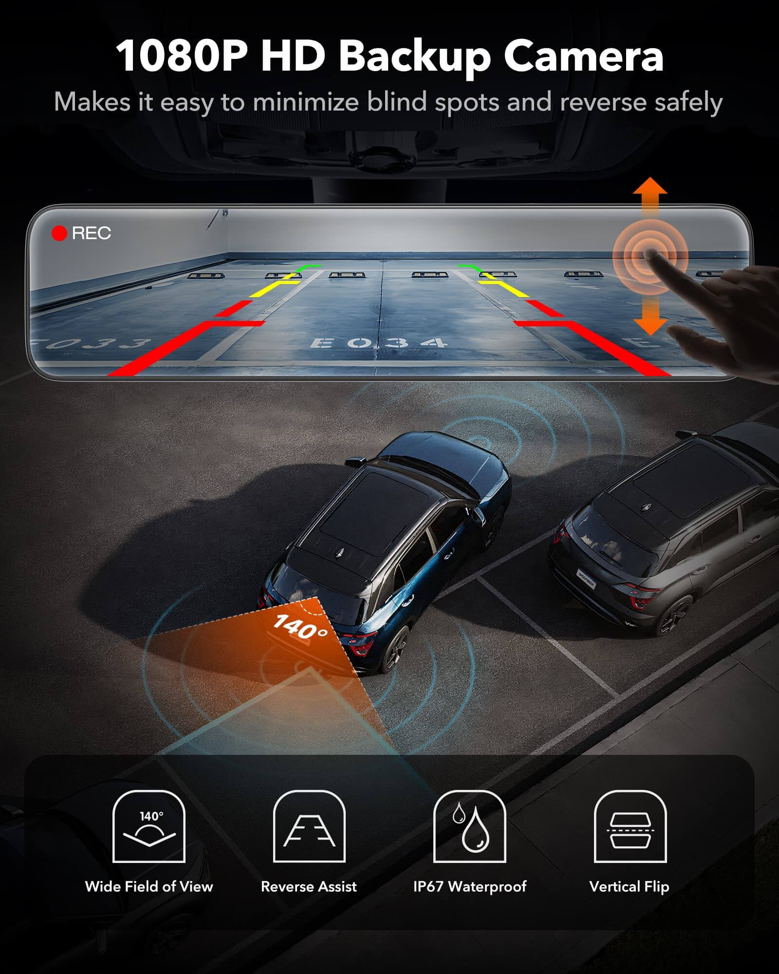 WOLFBOX G890 3 Channel Mirror Dash Cam with GPS camera wolfboxdashcamera