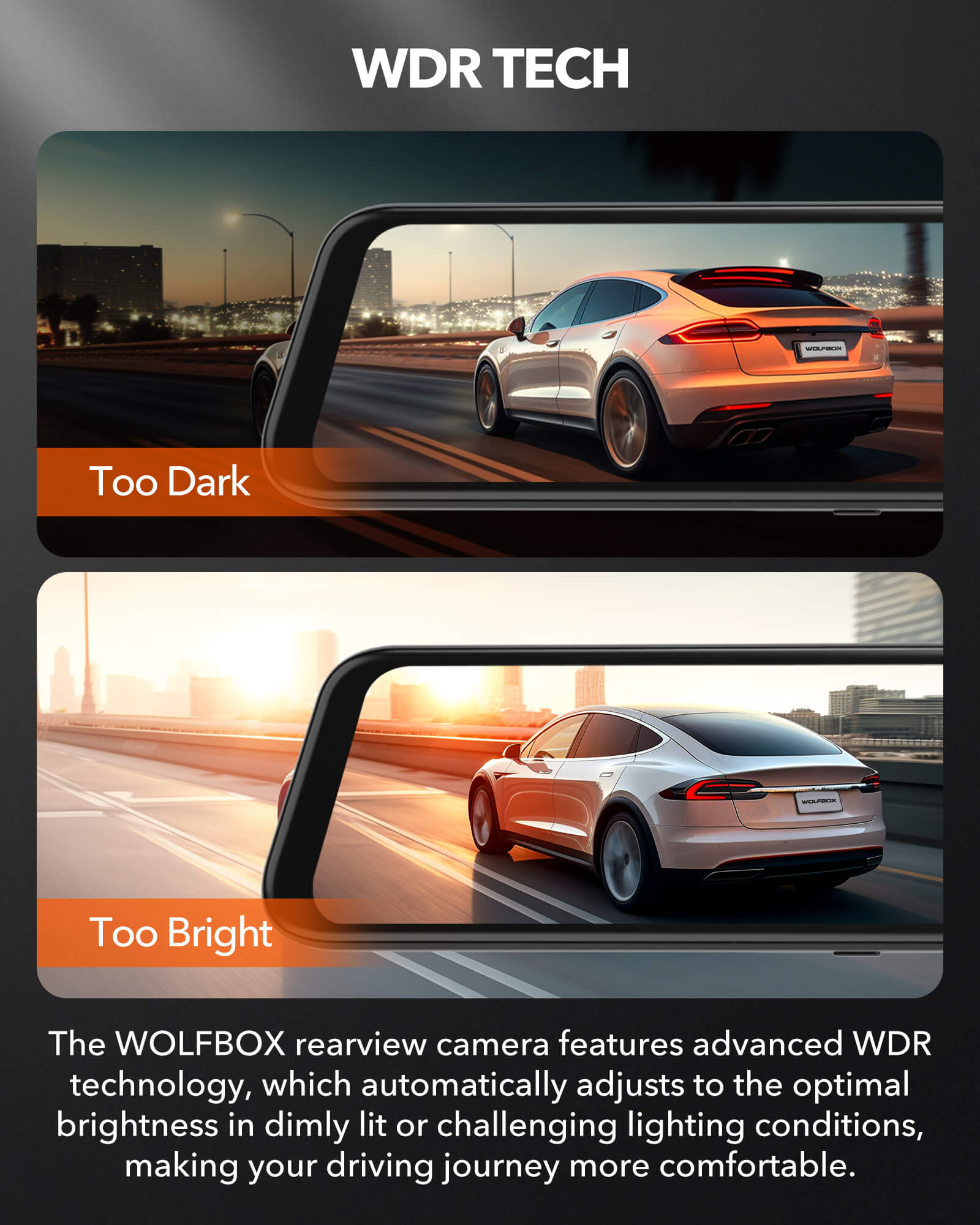 WOLFBOX G840H Wi-Fi Rear View Mirror Dash Cam camera wolfboxdashcamera