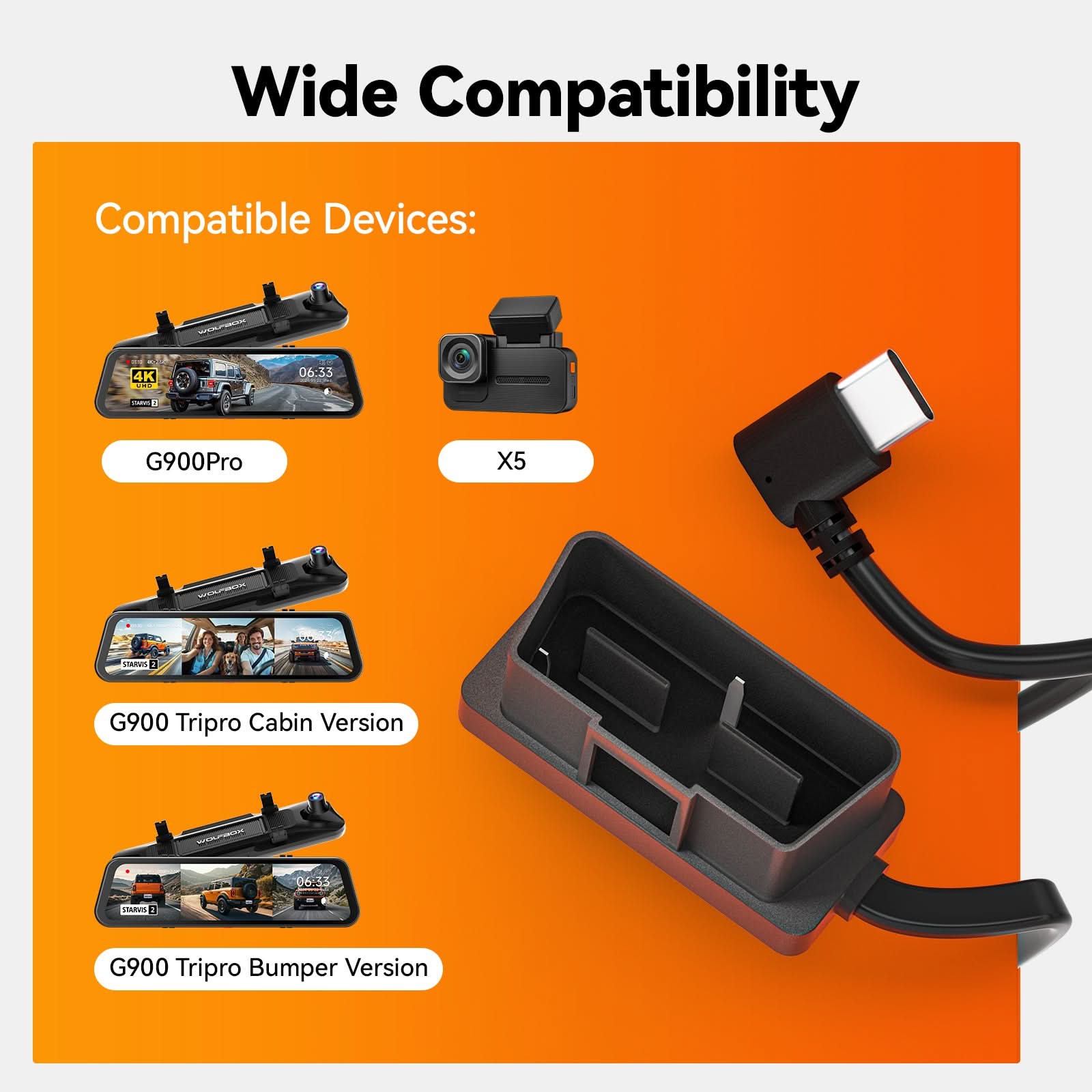 WOLFBOX Dash Cam Hardwire Kit for G900Tripro