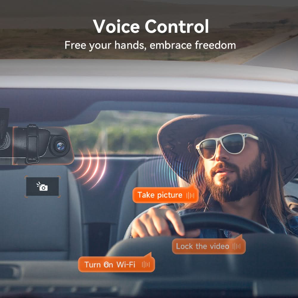 WOLFBOX G850 WIFI Rearview Mirror Backup Camera Dash Cam Smart Mirror with Voice Control