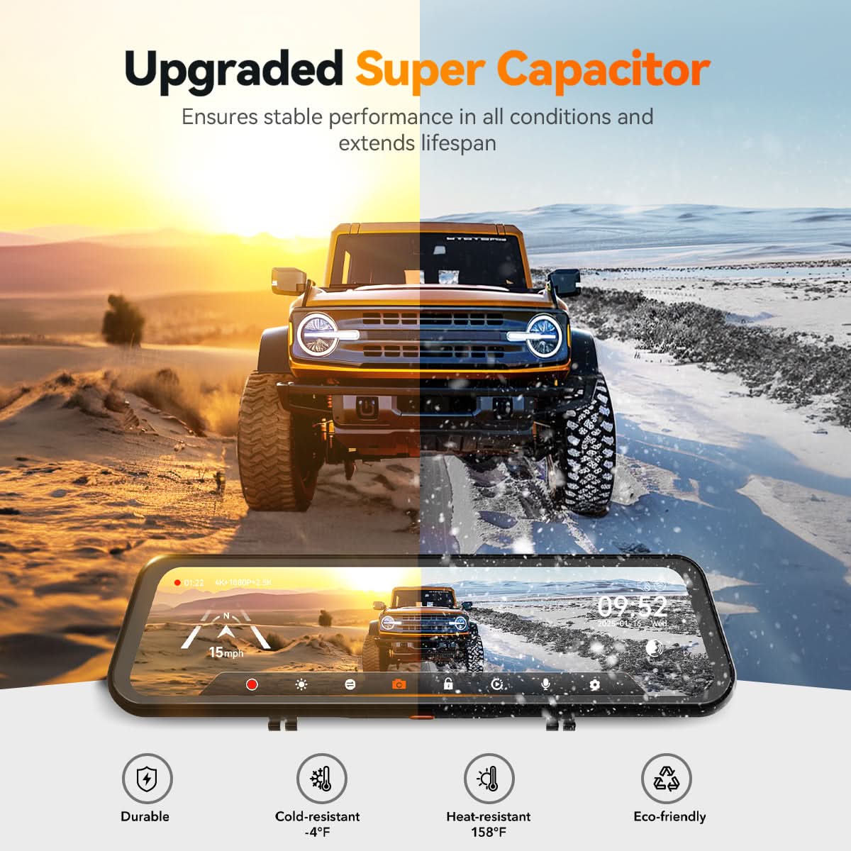 G900 TriPro 4K+2.5K+1080P 3 Channel Cabin Monitor Mirror Dash Cam