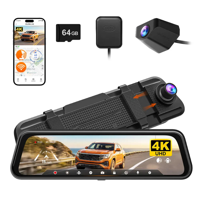 WOLFBOX M40 4K 10" ADAS WIFI TOUCHSCREEN SPIEGEL-DASHCAM