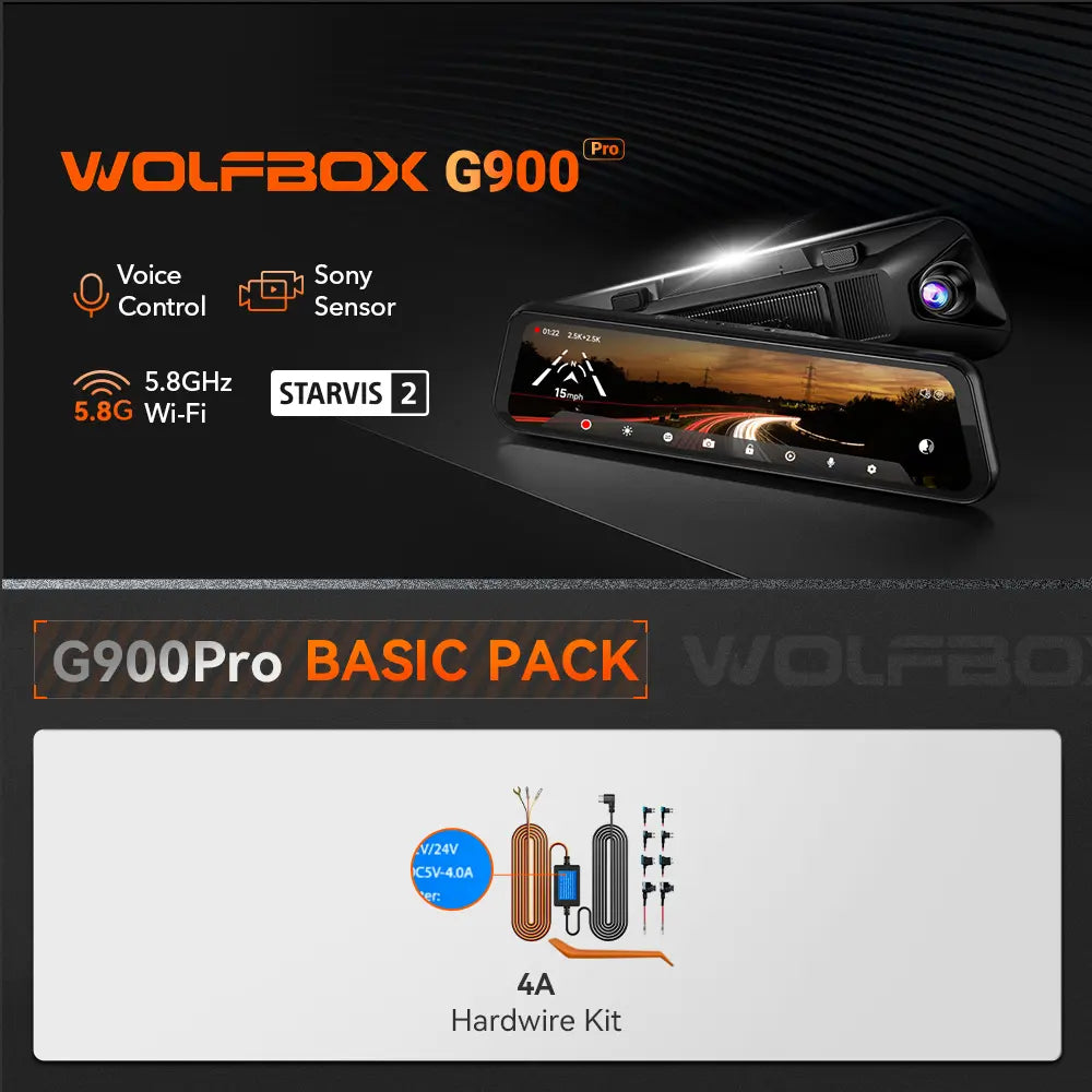 WOLFBOX G900Pro 12MP WiFi Touchscreen Smart Rückspiegel Dashcam