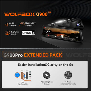 WOLFBOX G900Pro 12MP WiFi Pekskärm Backspegel Dash Cam Smart Spegel