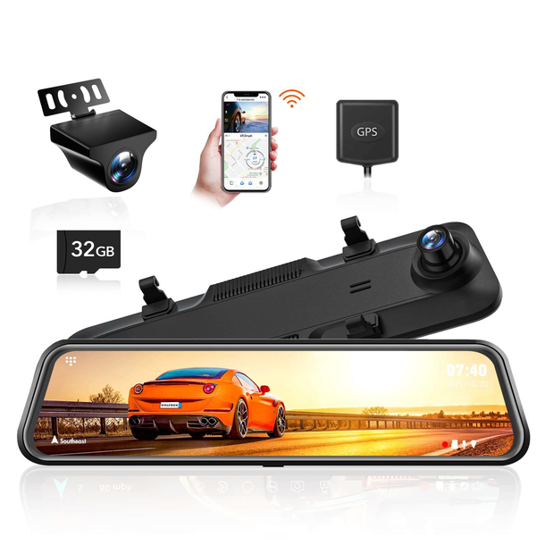 WOLFBOX G840H Wi-Fi Rear View Mirror Dash Cam