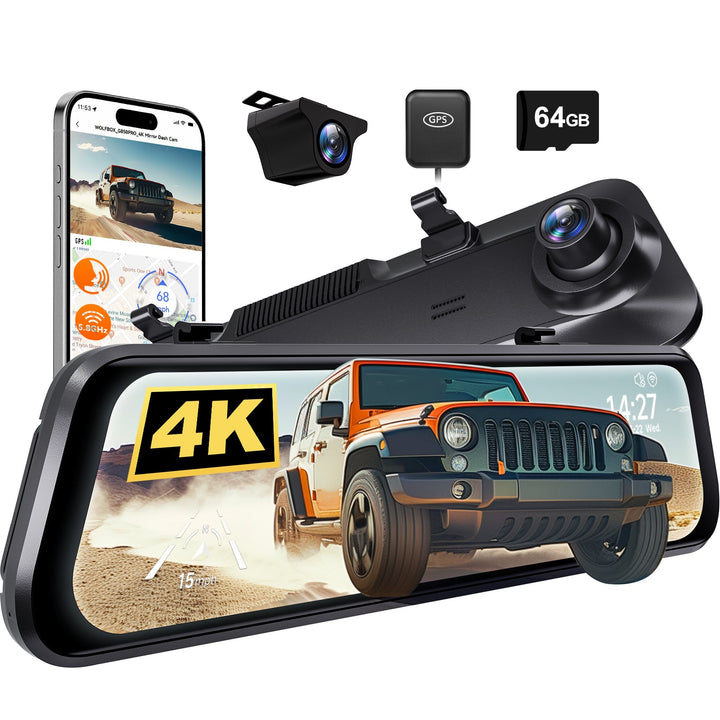 Wolfbox G850Pro Dash Cam | 4K Wifi Car Dash Camera Front and Rear Mirror Dashcam camera WOLFBOX   