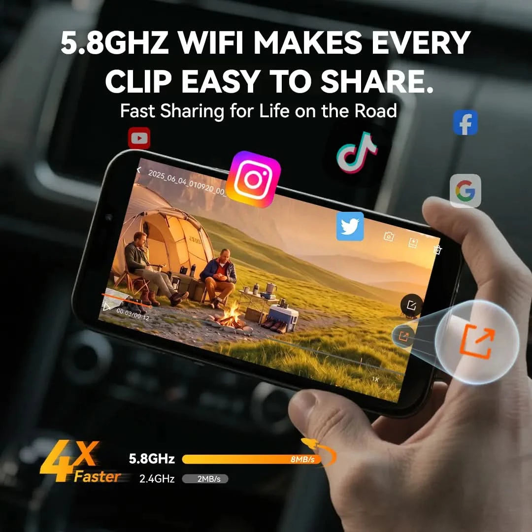 WOLFBOX G900Pro 12MP WiFi Touch Screen Rear View Mirror Smart Mirror Dash Cam