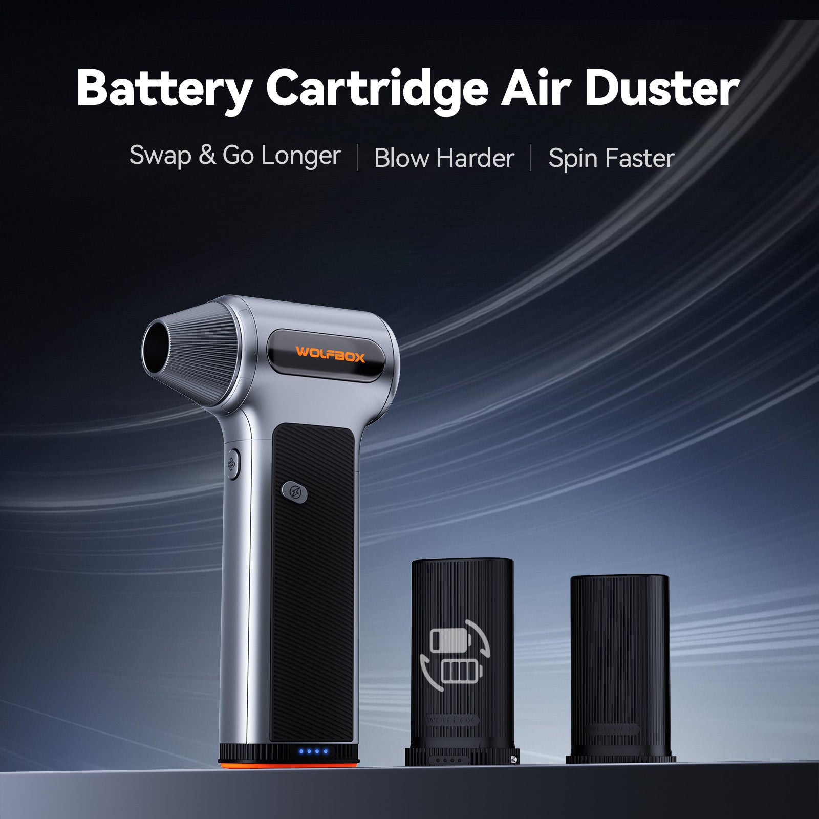 Pre-order Now – WOLFBOX MF200 Compressed Air Duster with Swappable Battery Cartridge (Ships Oct 23)