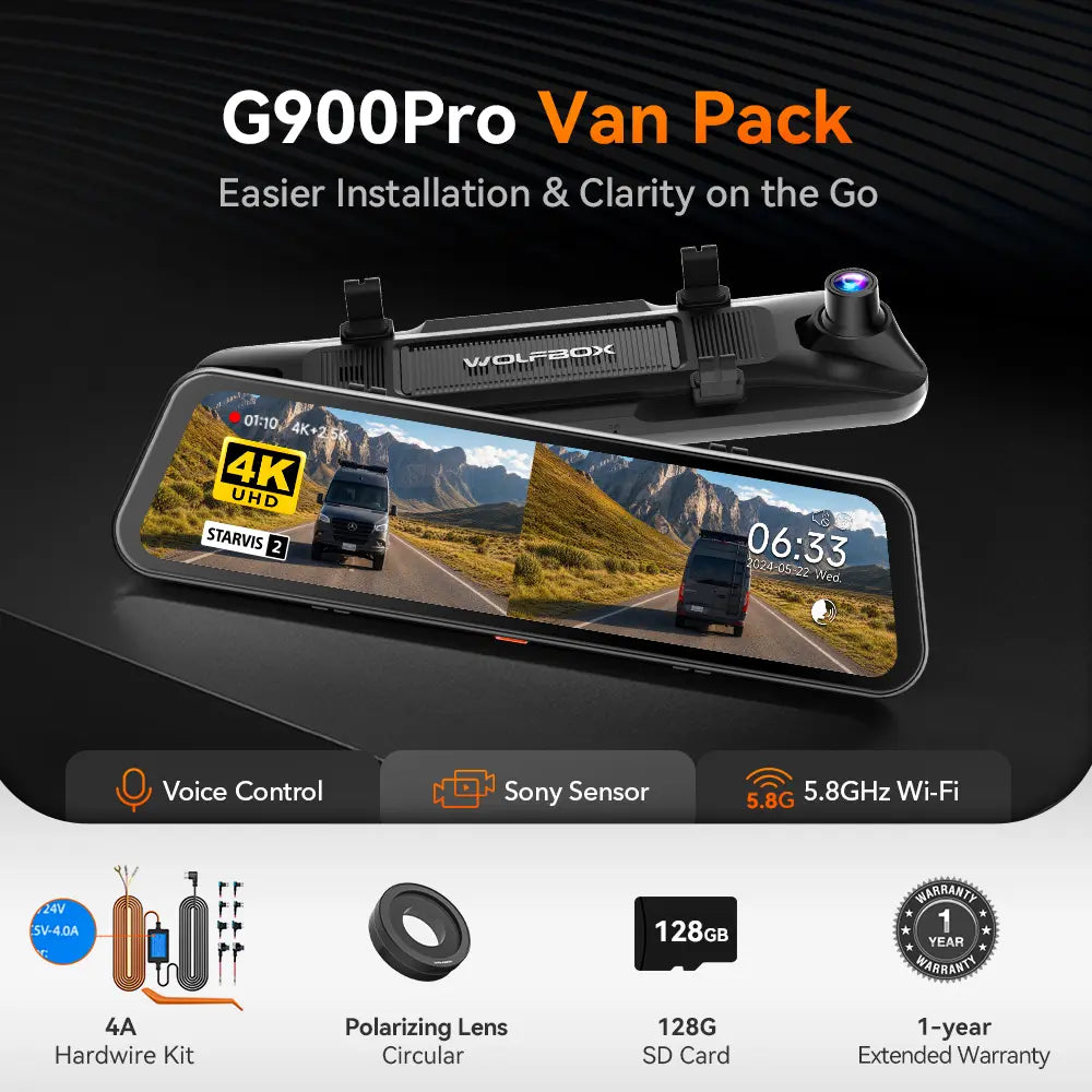 WOLFBOX G900Pro 12MP WiFi Touchscreen Smart Rückspiegel Dashcam