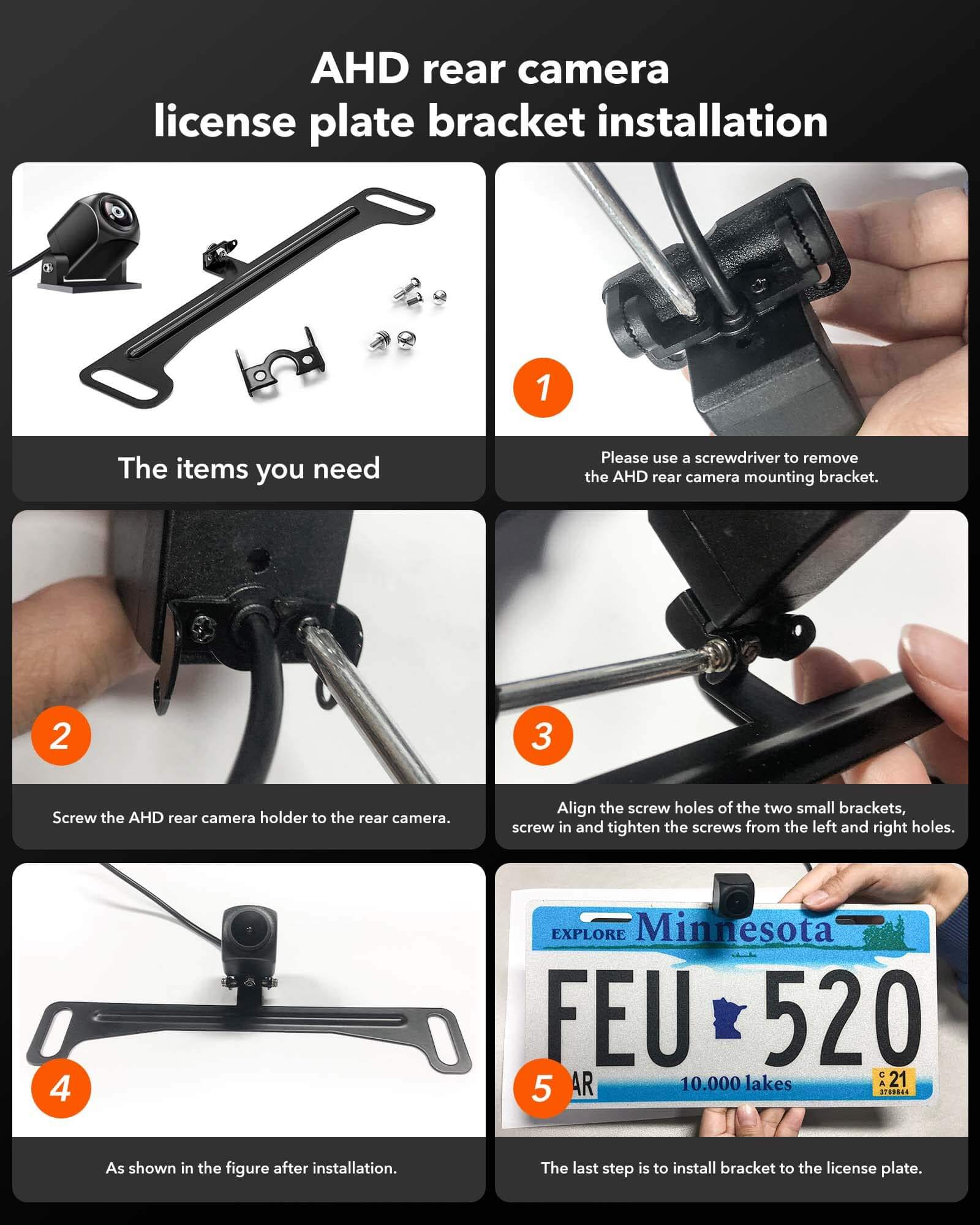 WOLFBOX Reverse Camera Plate Bracket for Easy Backup View Installation  wolfboxdashcamera   